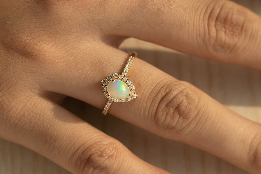 Opal Gemstone Dainty Gold Ring