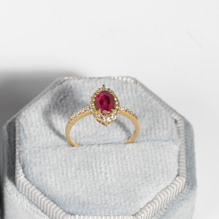 Red Ruby Diamond Birthstone Ring