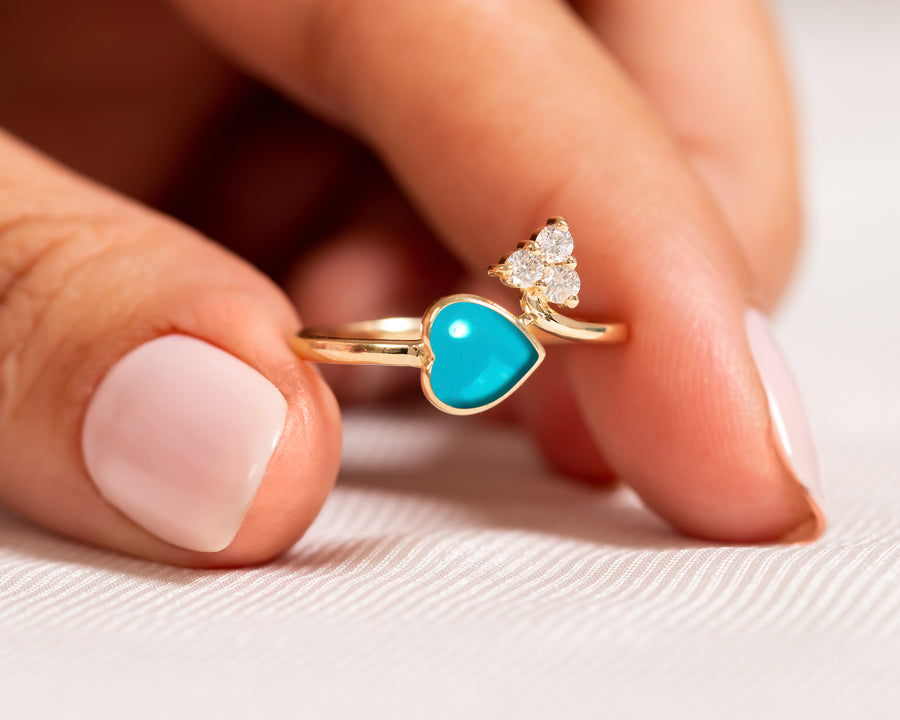 Hoary Heart Turquoise Ring
