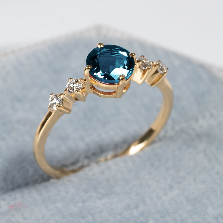 Blue Topaz Prong Set Ring