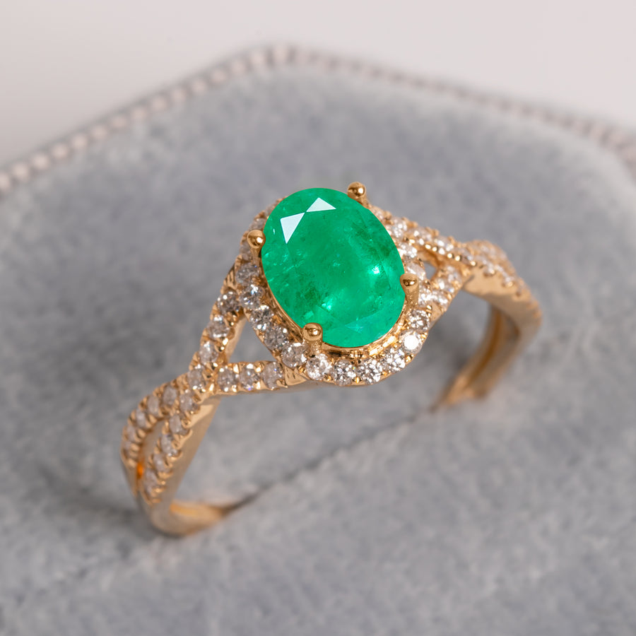 Emerald Diamond Engagement Ring