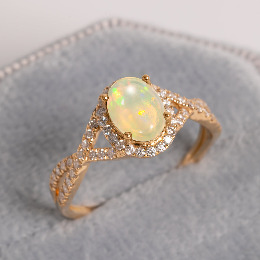 Knot Natural Opal Gold Ring