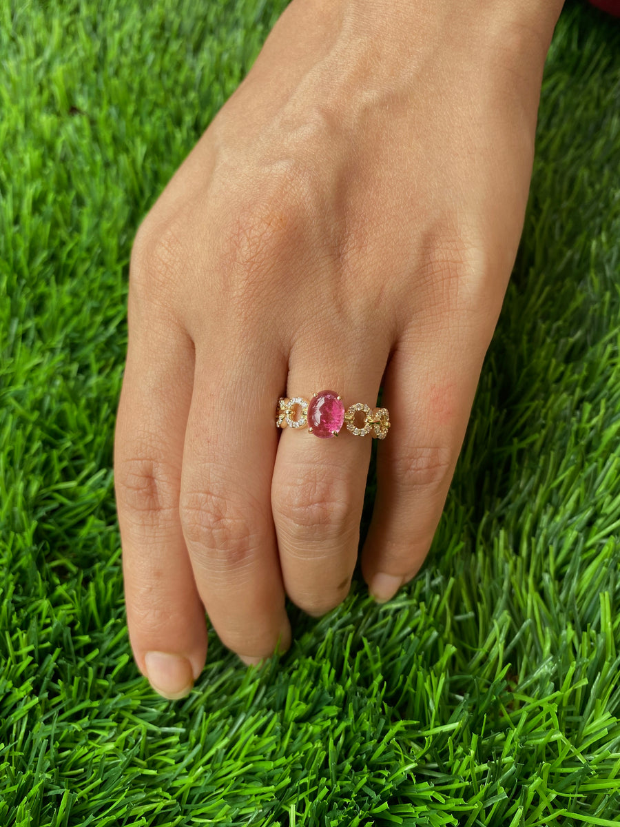 Pink Tourmaline Diamond Ring For Women