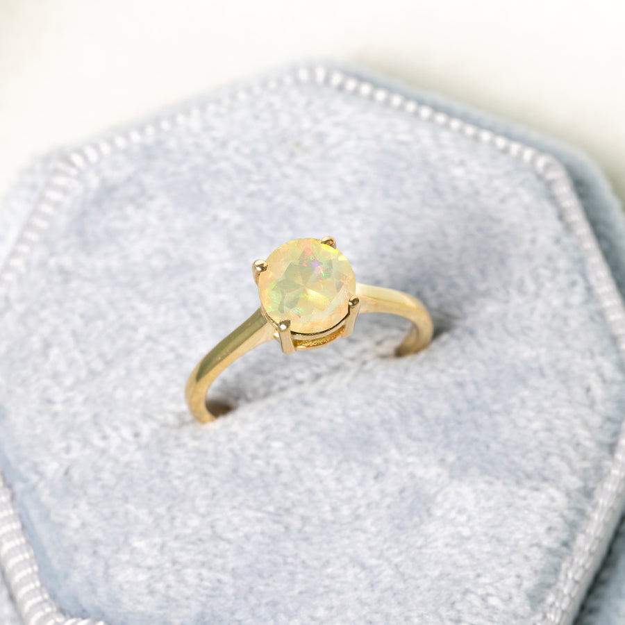 Blushing Opal Faceted Ring