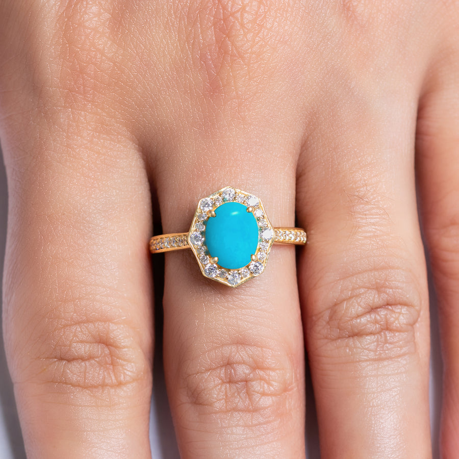 Oval Turquoise Gold Ring