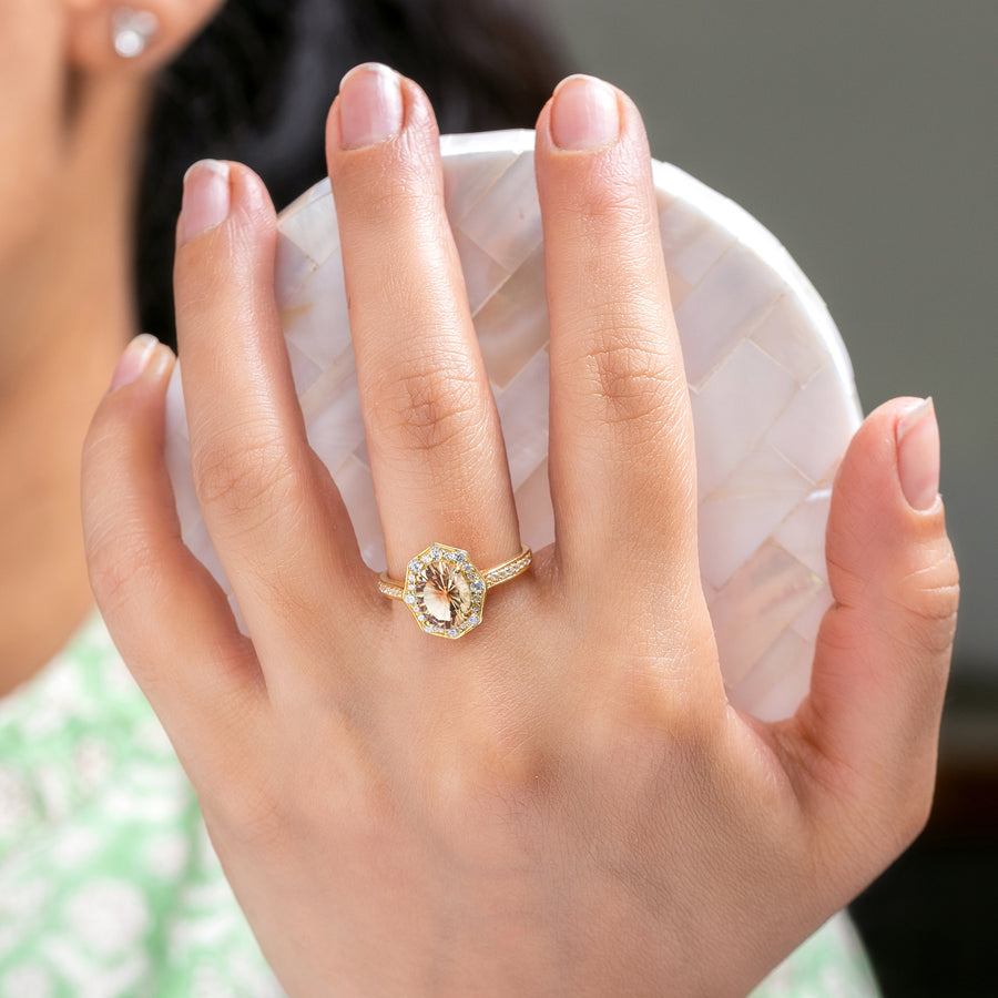 Sunstone Halo Wedding Ring