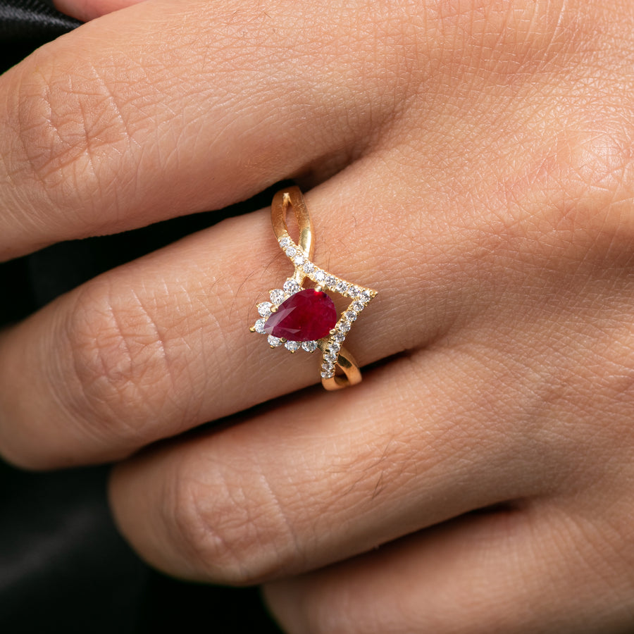 Pear Ruby Ring