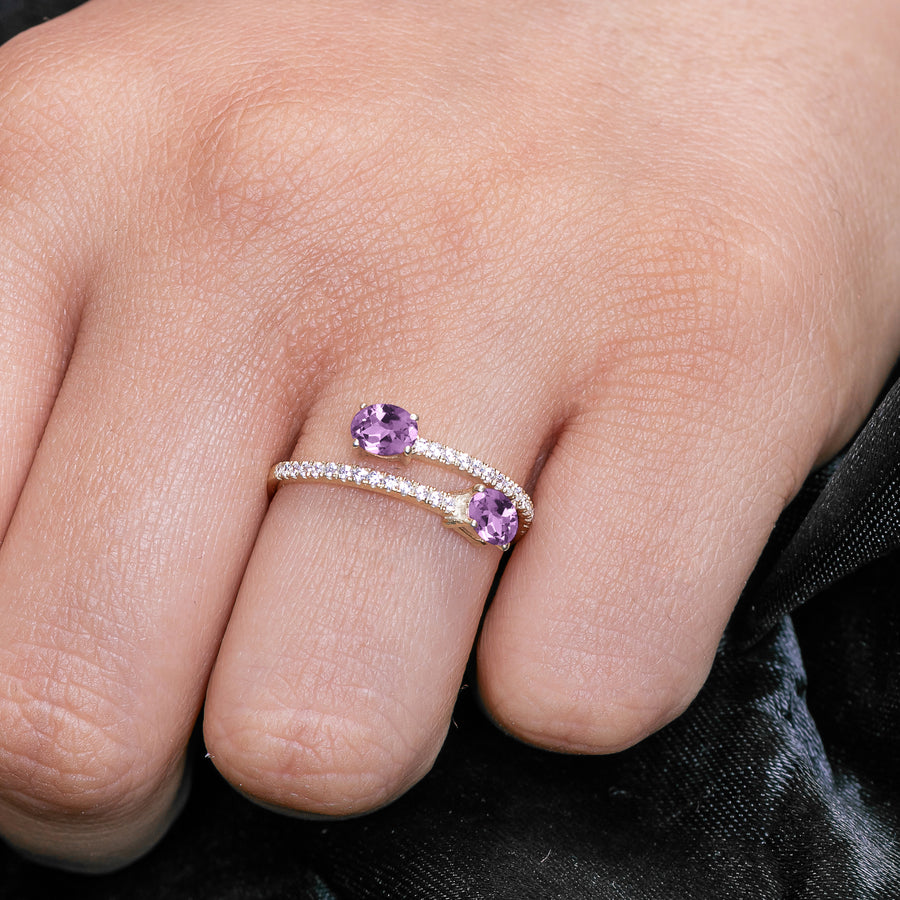 Amethyst Diamond Wedding Band