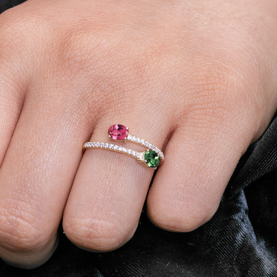 Liaison Oval Green & Pink Tourmaline Ring