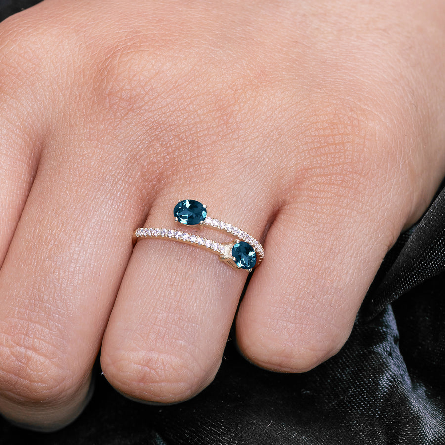 Blue Topaz Diamond Proposal Ring