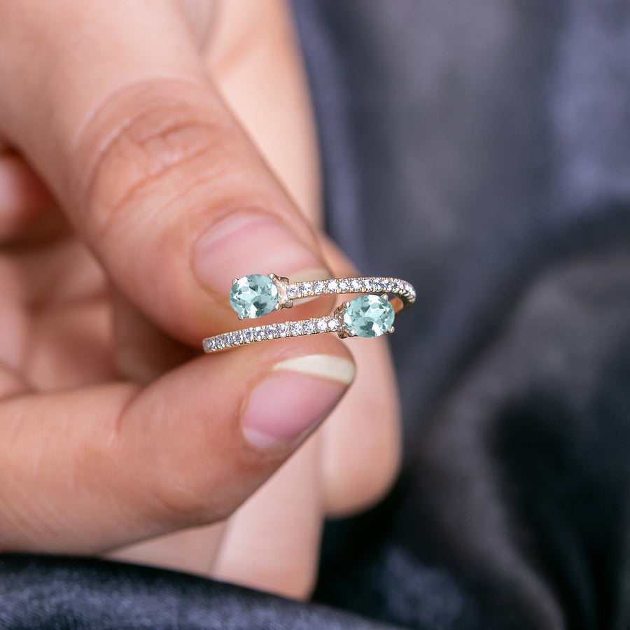 Aquamarine Bypass Ring