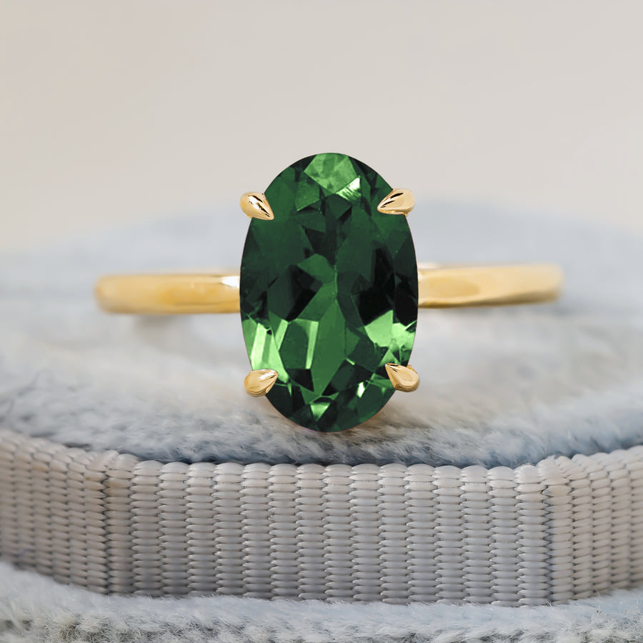 Ovoid Green Tourmaline Ring