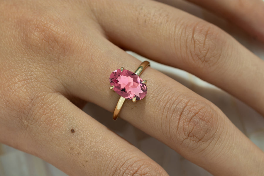 Ovoid Pink Tourmaline Ring