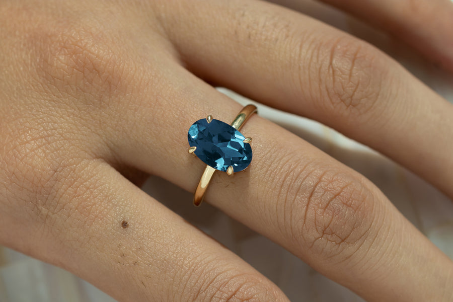 Ovoid London Blue Topaz Ring