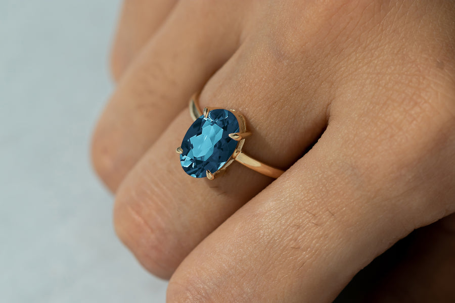Ovoid London Blue Topaz Ring