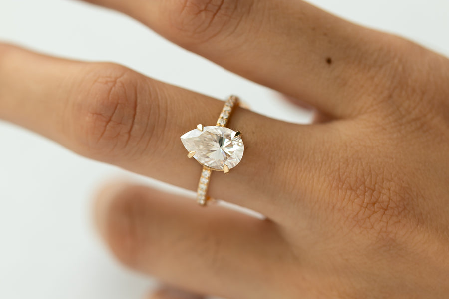 Cameo Pear Lab Diamond Ring