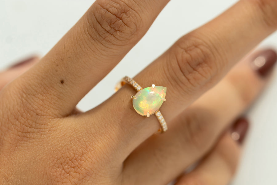 Cameo Pear Opal Ring