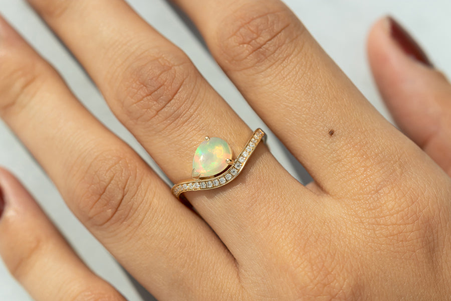 Dewdrop Natural Opal Ring