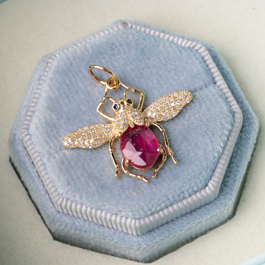 Queen Bee Ruby Diamond Pendant