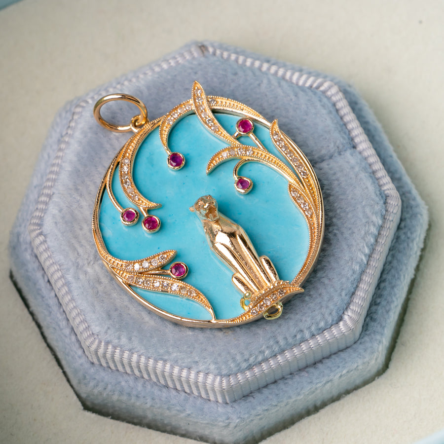 Turquoise Panther Pendant