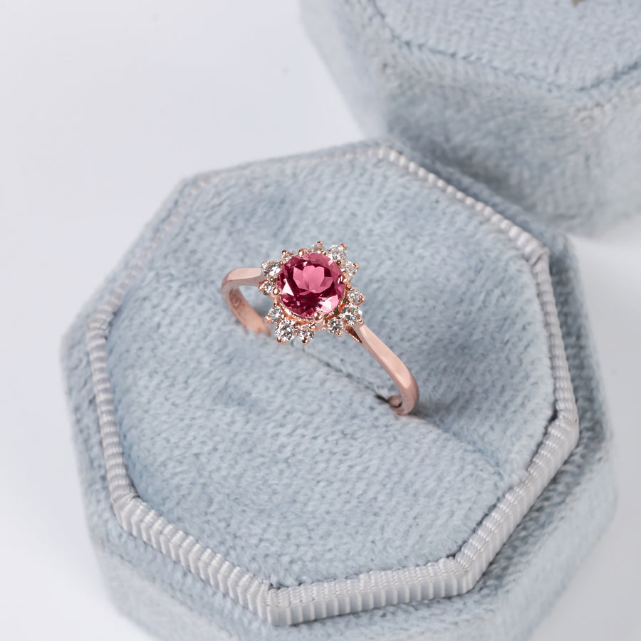 Daisy Pink Tourmaline Ring