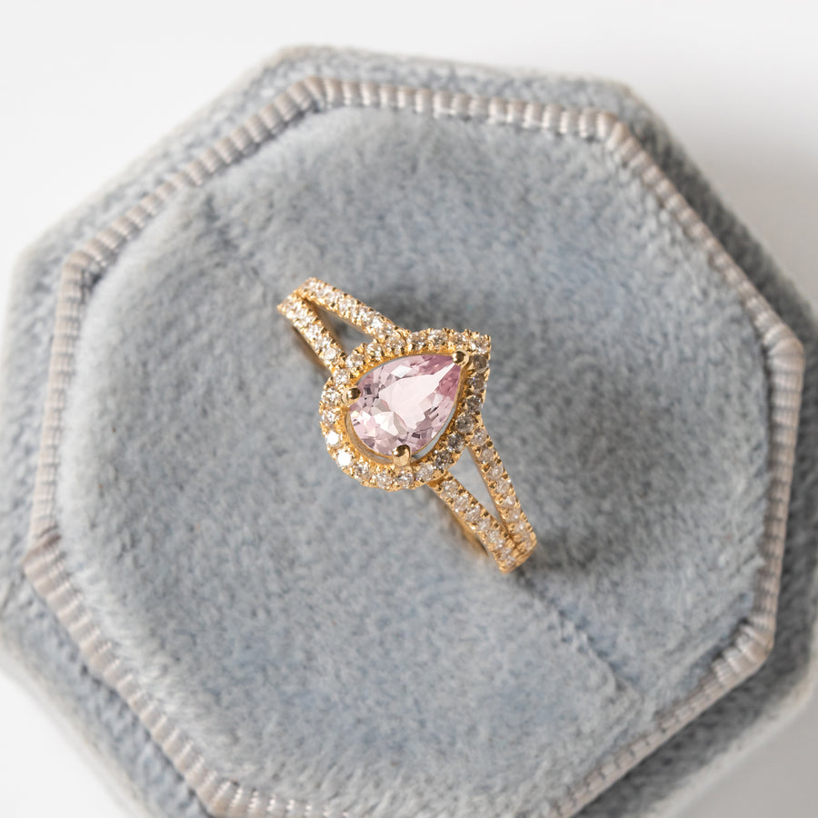 Morganite Diamond Halo Ring