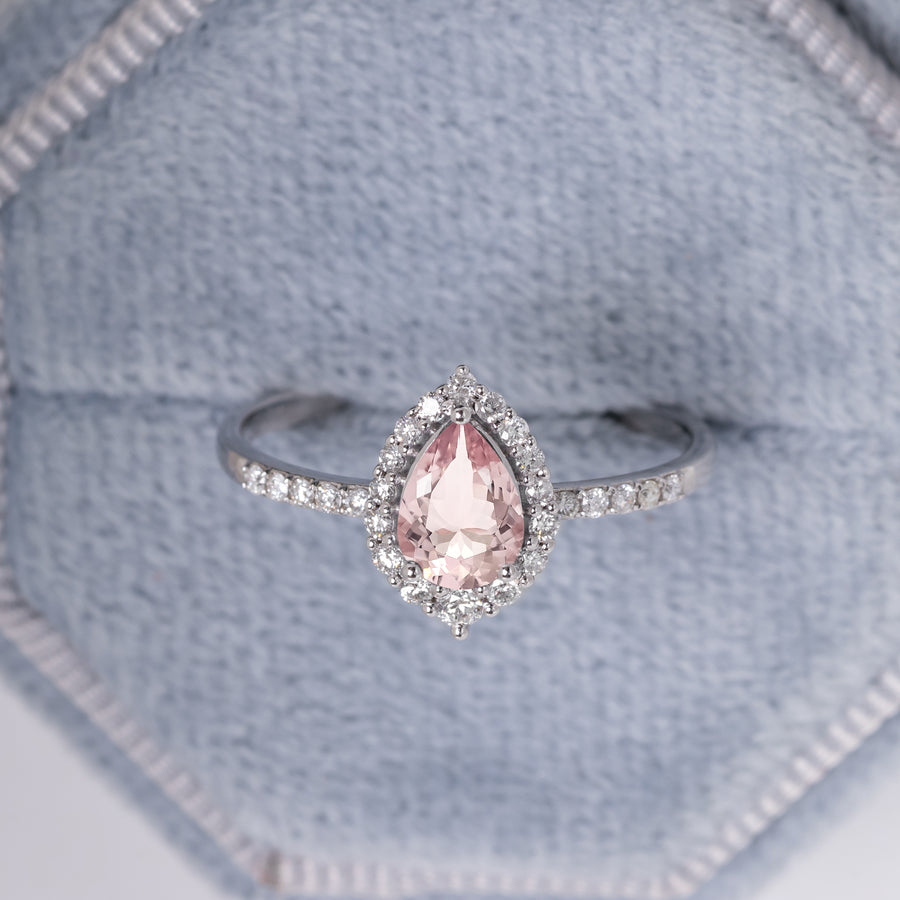 Pear Cut Morganite Diamond Ring