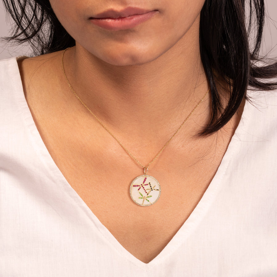 Multi Precious Pendant with Mother Of Pearl