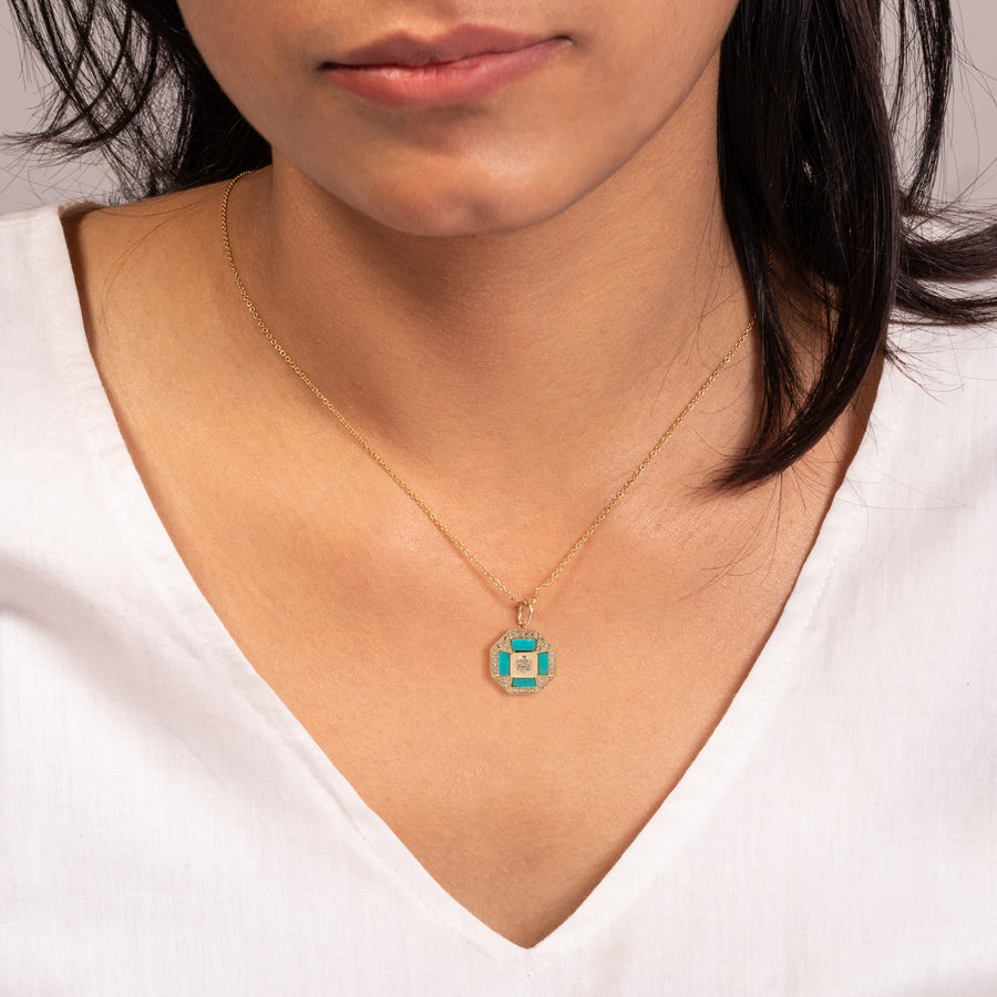 Hex Turquoise Pendant Necklace