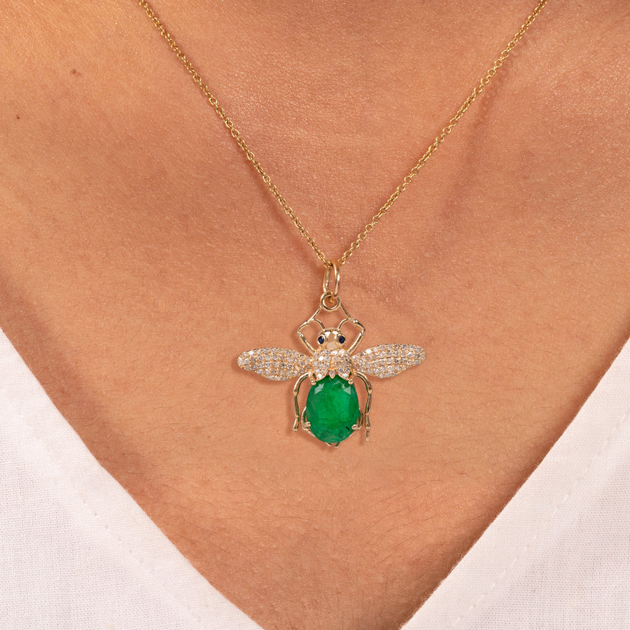Queen Bee Emerald Diamond Pendant