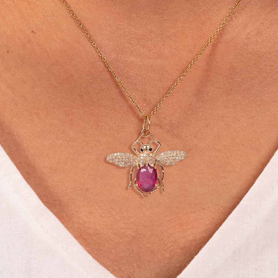 Queen Bee Ruby Diamond Pendant