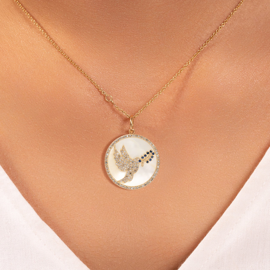 Dove Sapphire & Mother Of Pearl Pendant Necklace
