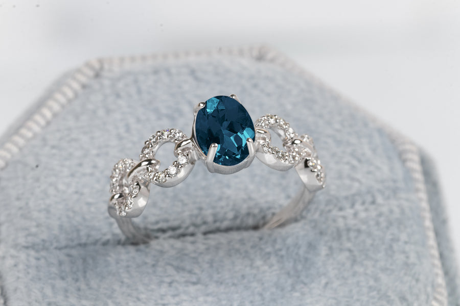 Blue Topaz Wedding Ring