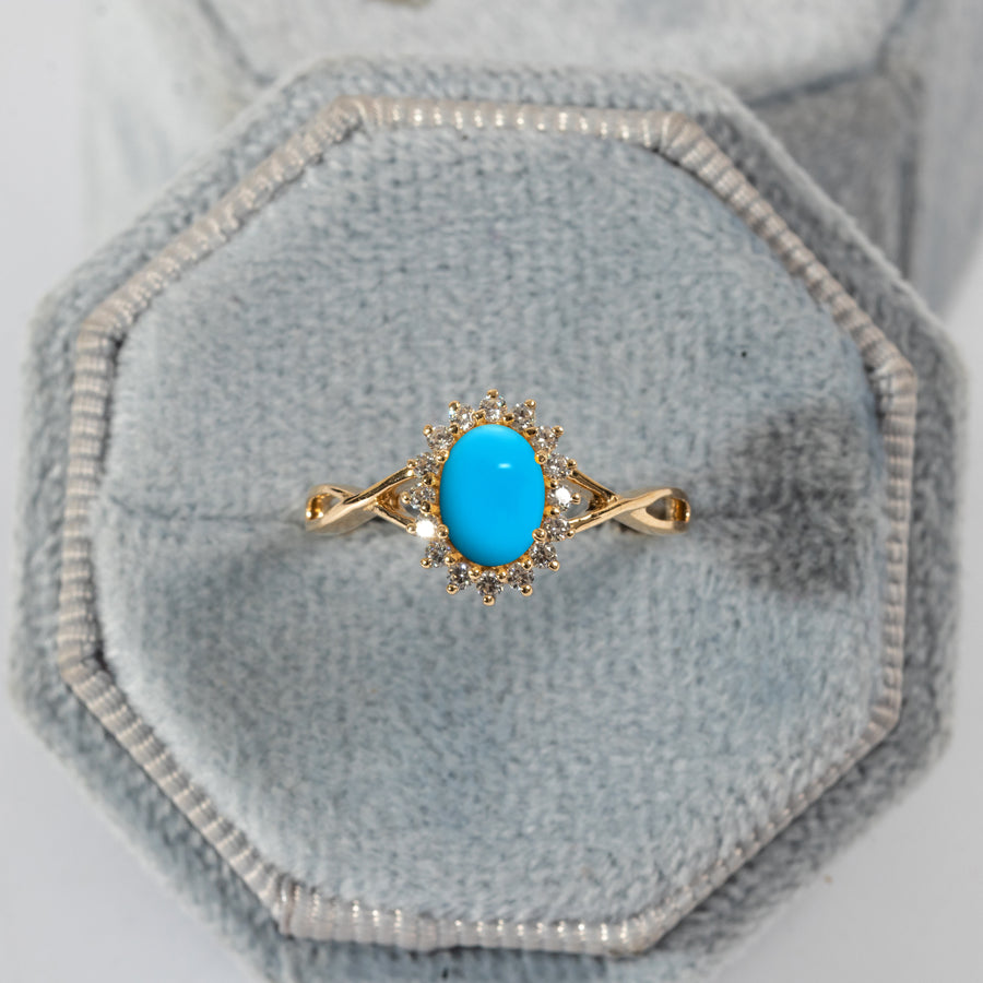 Oval Turquoise Diamond Ring