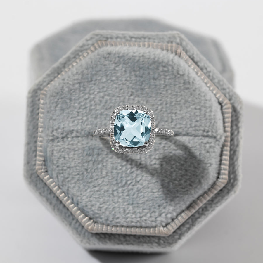 Aquamarine Diamond Engagement Ring