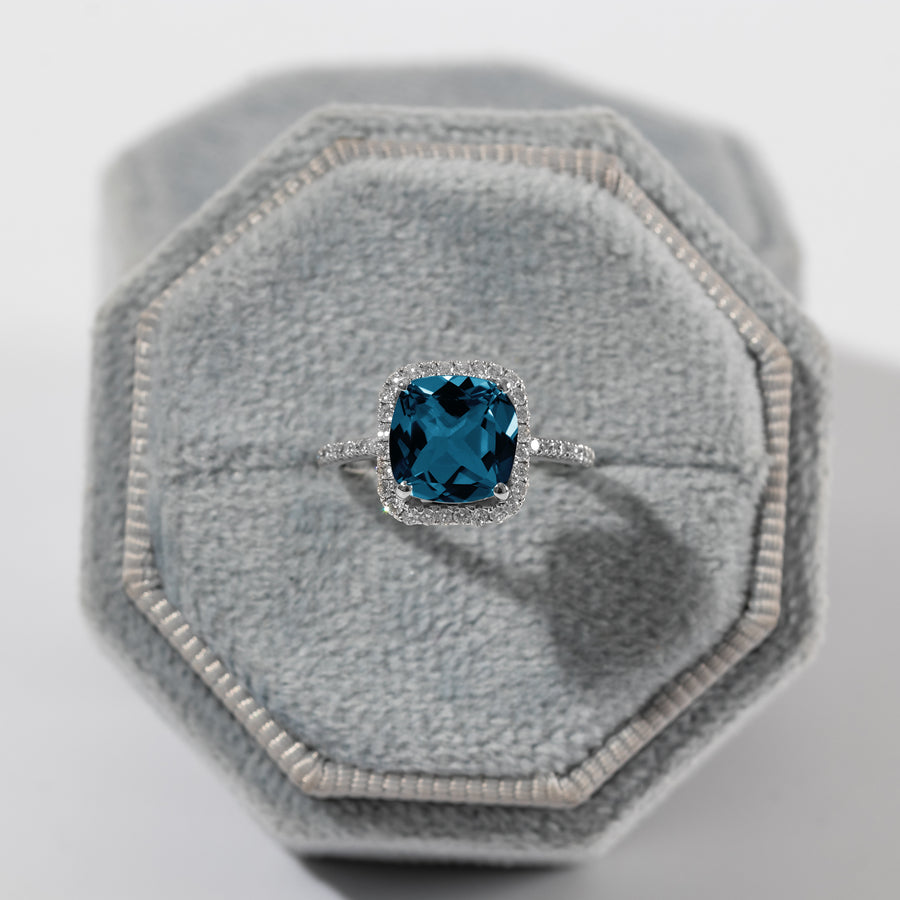 Blue Topaz Cushion Cut Ring