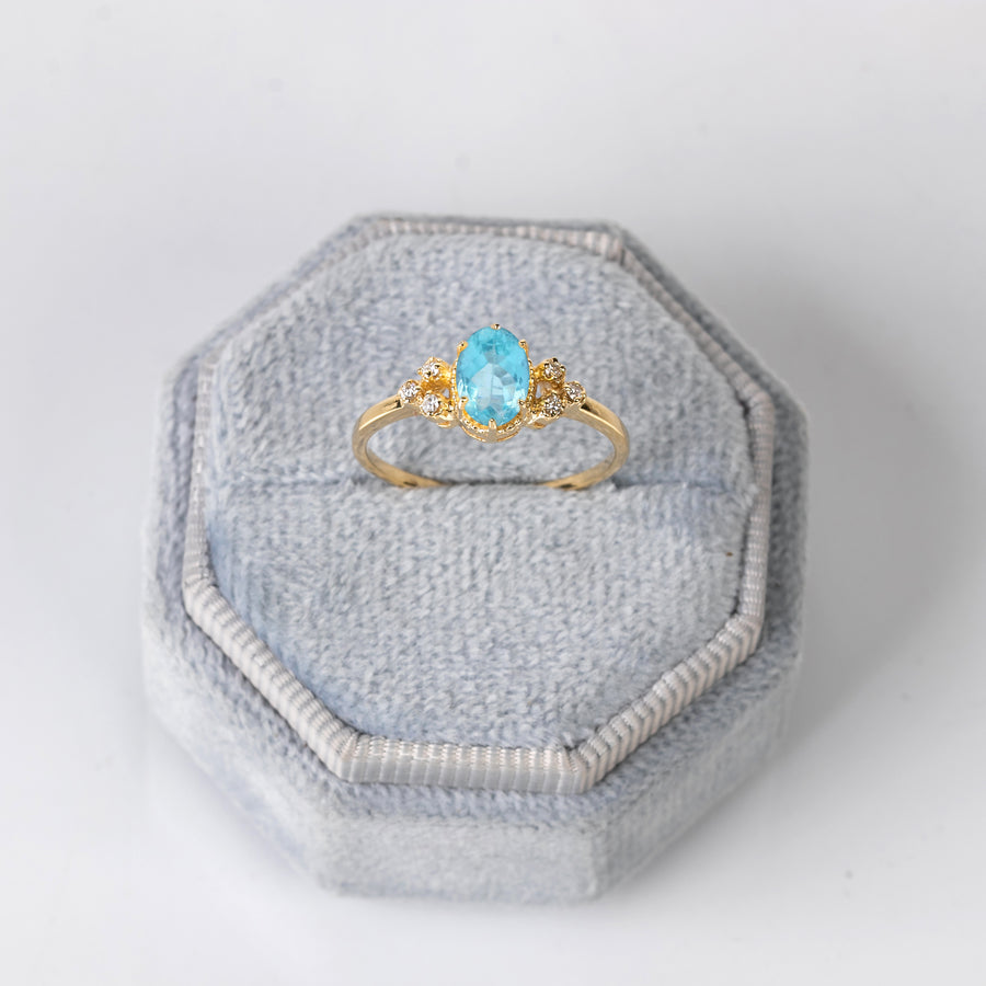 Apatite Diamond Engagement Ring