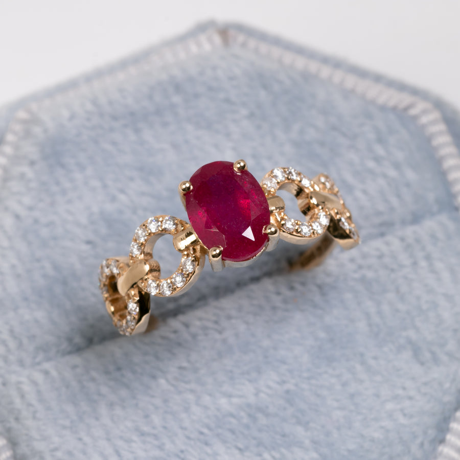 Prong Set Ruby Diamond Ring
