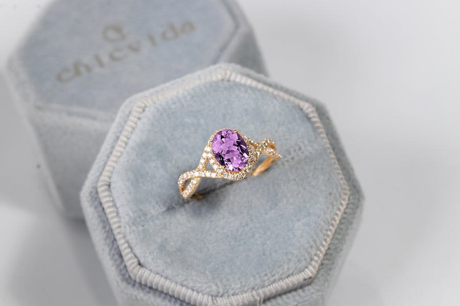 Oval Amethyst Twisted Ring