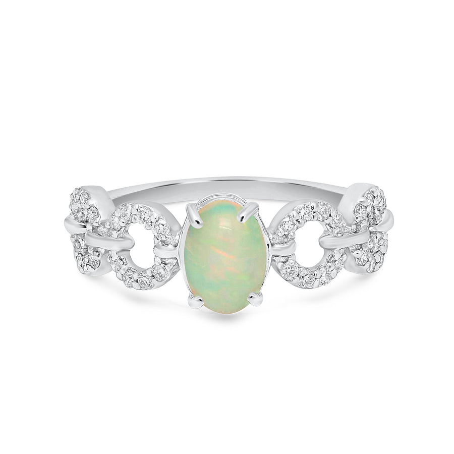 Oval Opal Diamond Ring