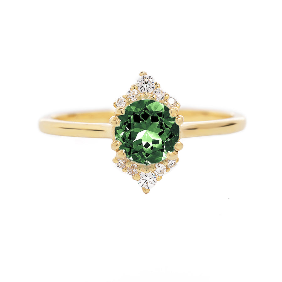 green stone bridal ring