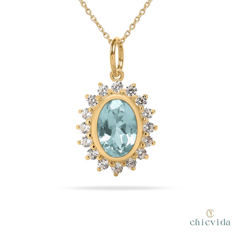 oval aquamarine wedding necklace