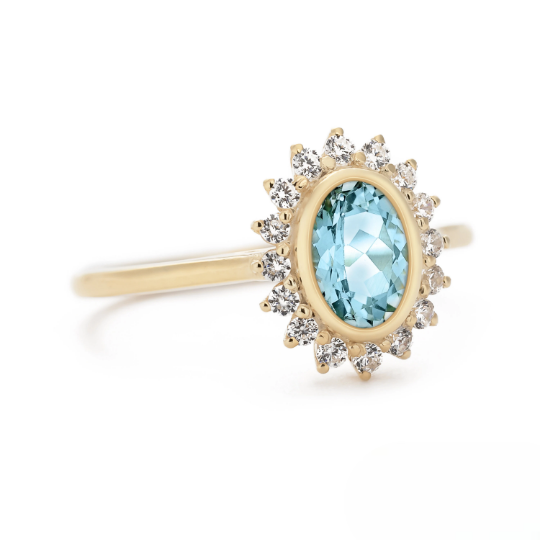 aquamarine diamond anniversary ring