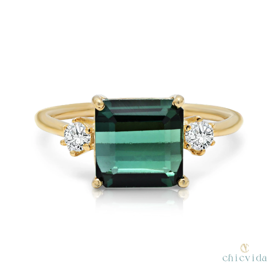 Green Tourmaline Solitaire Ring