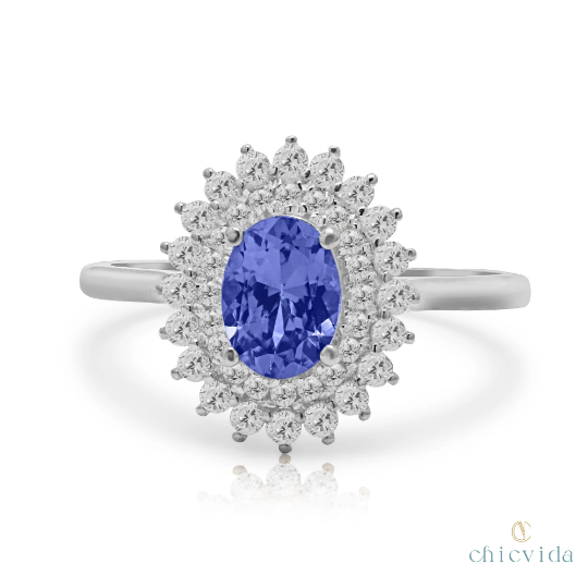 Tanzanite Diamond Cluster Ring