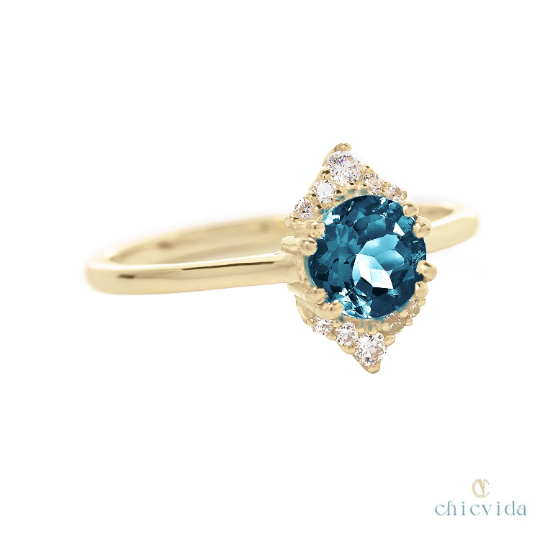 Blue Topaz Diamond Ring