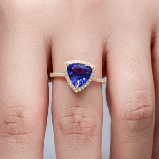 Tanzanite Diamond Halo Ring