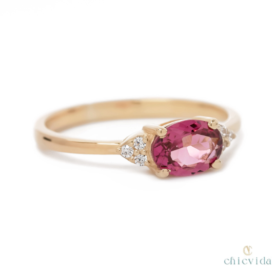 Pink Tourmaline Gold Ring