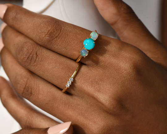 Trifecta Turquoise Opal Ring