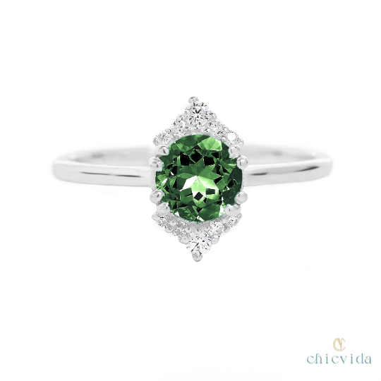 Green Tourmaline Diamond Ring